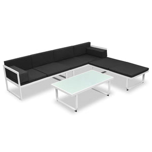 Schwarzes 4-tlg. Garten Lounge Set mit Auflagen
