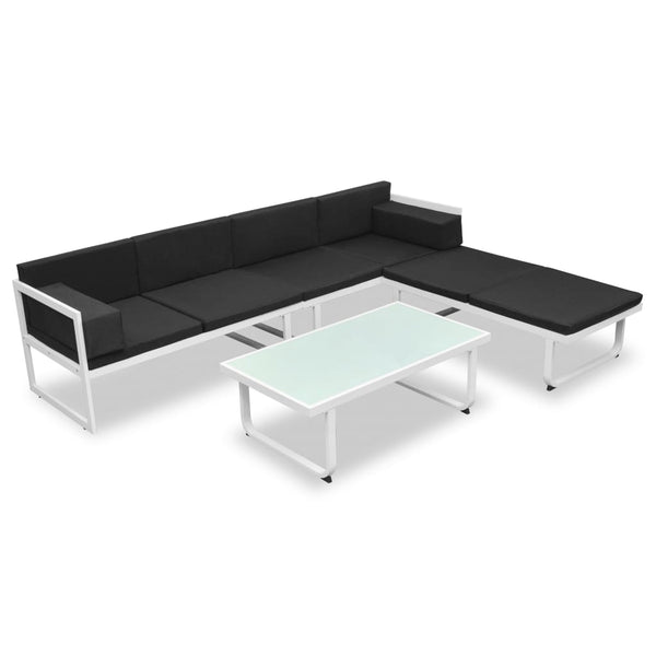 Schwarzes 4-tlg. Garten Lounge Set mit Auflagen