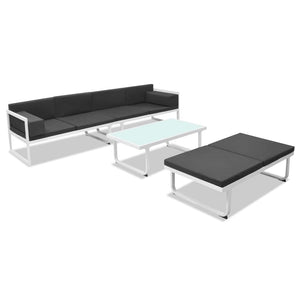 Schwarzes 4-tlg. Garten Lounge Set mit Auflagen