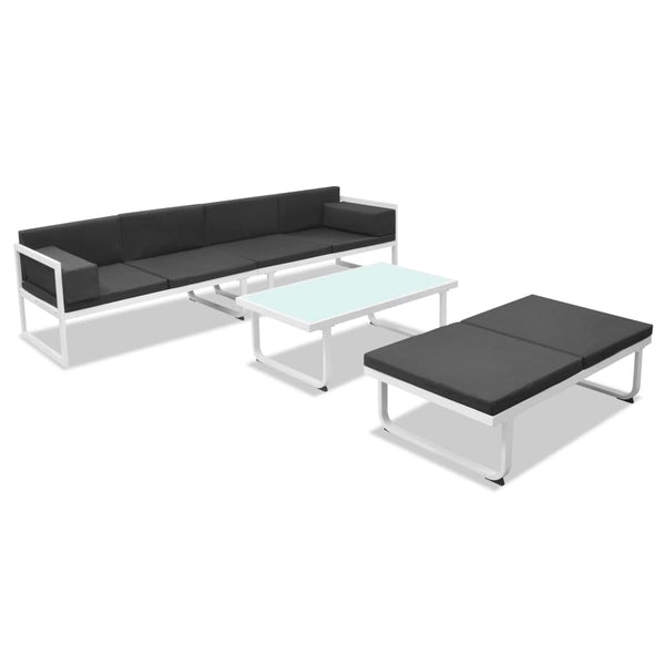 Schwarzes 4-tlg. Garten Lounge Set mit Auflagen