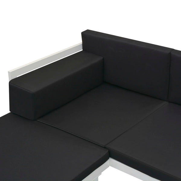 Schwarzes 4-tlg. Garten Lounge Set mit Auflagen