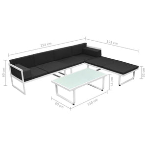 Schwarzes 4-tlg. Garten Lounge Set mit Auflagen