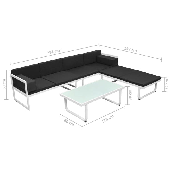 Schwarzes 4-tlg. Garten Lounge Set mit Auflagen