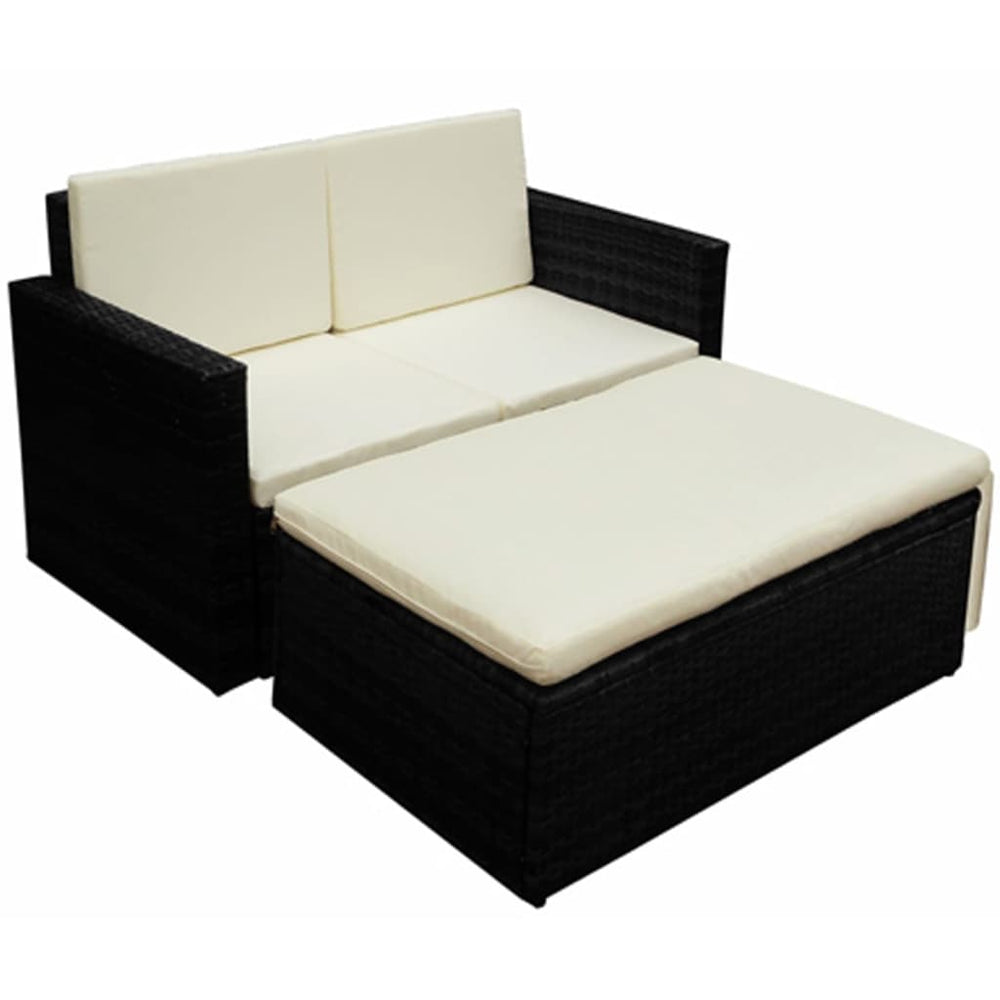 vidaXL Ensemble de salon de jardin 2 pcs avec coussins Résine tressée Noir