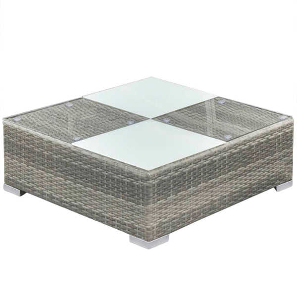 6-tlg. Garten-Lounge-Set mit Kissen Poly Rattan Grau