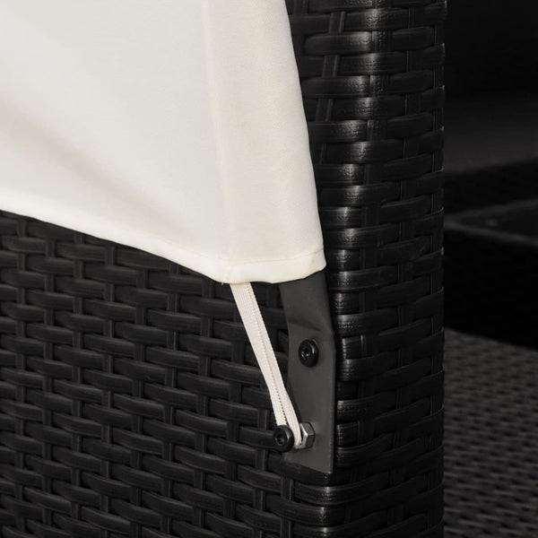 9-teiliges Garten Lounge Set mit Sonnendach Schwarz
