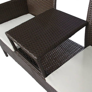 Gartensofa 2-Sitzer mit Tisch, Braun