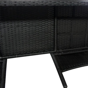 Gartensofa 2-Sitzer mit Tisch Schwarz Rattan