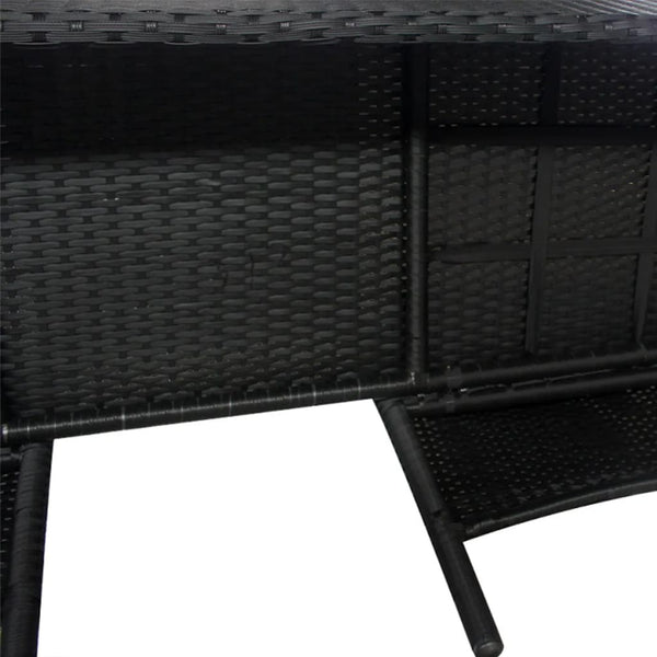 Gartensofa 2-Sitzer mit Tisch Schwarz Rattan