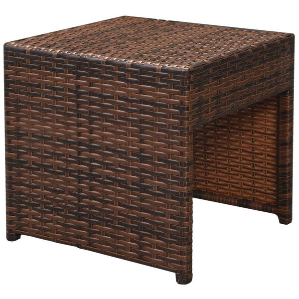 10-tlg. Garten-Lounge-Set mit Auflagen Poly Rattan Braun