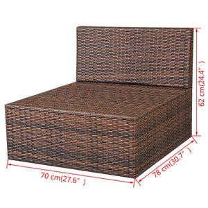10-tlg. Garten-Lounge-Set mit Auflagen Poly Rattan Braun