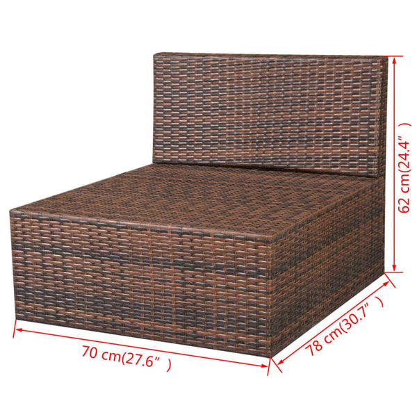 10-tlg. Garten-Lounge-Set mit Auflagen Poly Rattan Braun