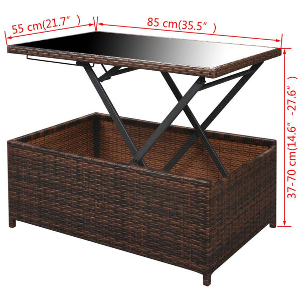 10-tlg. Garten-Lounge-Set mit Auflagen Poly Rattan Braun