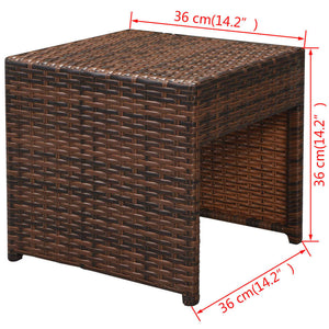 10-tlg. Garten-Lounge-Set mit Auflagen Poly Rattan Braun