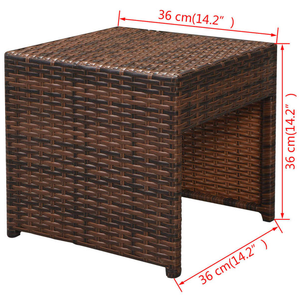 10-tlg. Garten-Lounge-Set mit Auflagen Poly Rattan Braun
