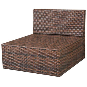 10-tlg. Garten-Lounge-Set mit Auflagen Poly Rattan Braun