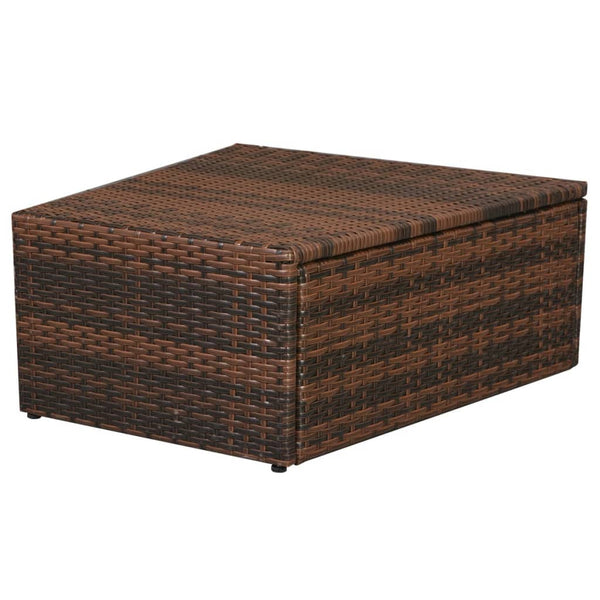 10-tlg. Garten-Lounge-Set mit Auflagen Poly Rattan Braun