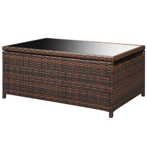 10-tlg. Garten-Lounge-Set mit Auflagen Poly Rattan Braun