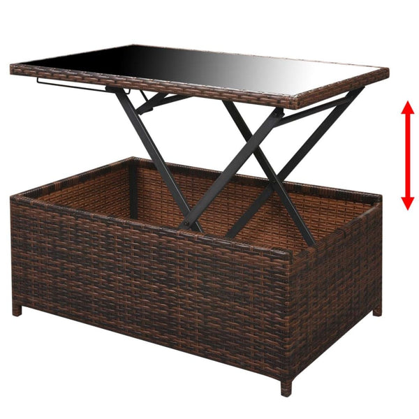 10-tlg. Garten-Lounge-Set mit Auflagen Poly Rattan Braun