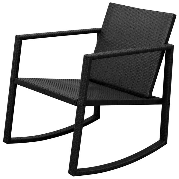 3-tlg. Bistro Set aus Rattan, Schwarz