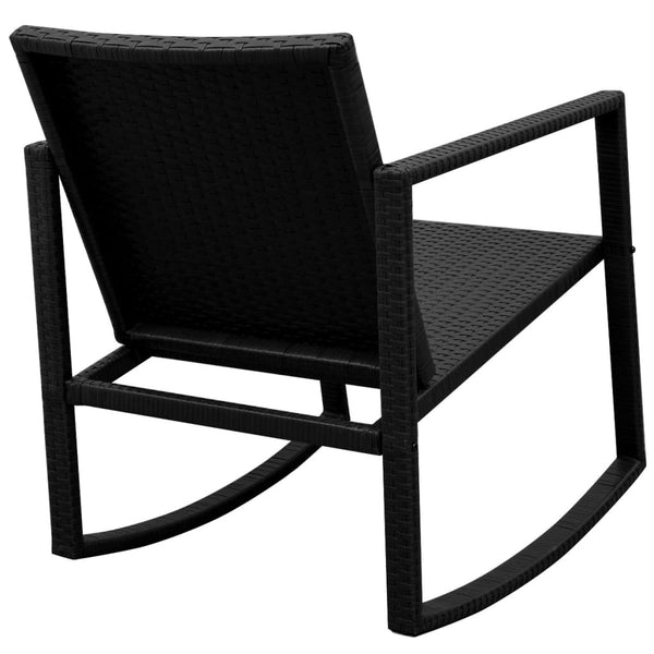 3-tlg. Bistro Set aus Rattan, Schwarz
