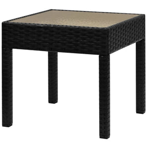 3-tlg. Bistro Set aus Rattan, Schwarz