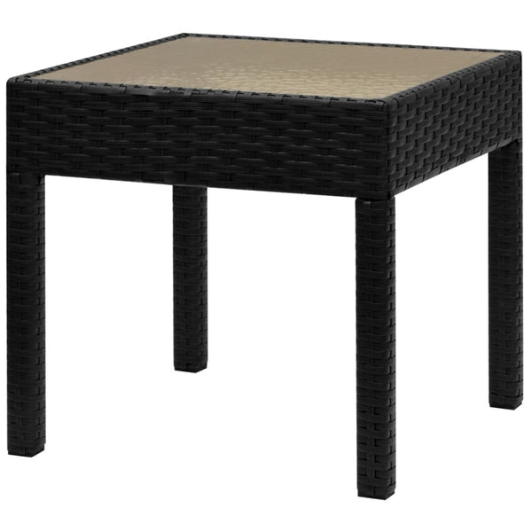 3-tlg. Bistro Set aus Rattan, Schwarz