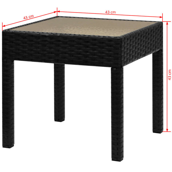3-tlg. Bistro Set aus Rattan, Schwarz