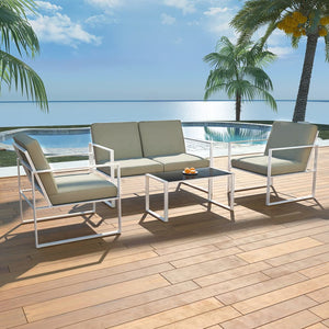 4-teiliges Garten Lounge Set Weiß