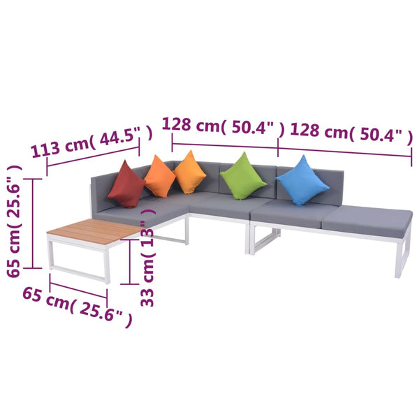 4-tlg. Garten Lounge Set Aluminium WPC