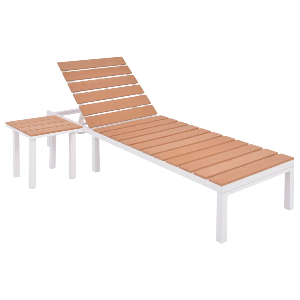 Sonnenliege mit Tisch aus Aluminium und WPC