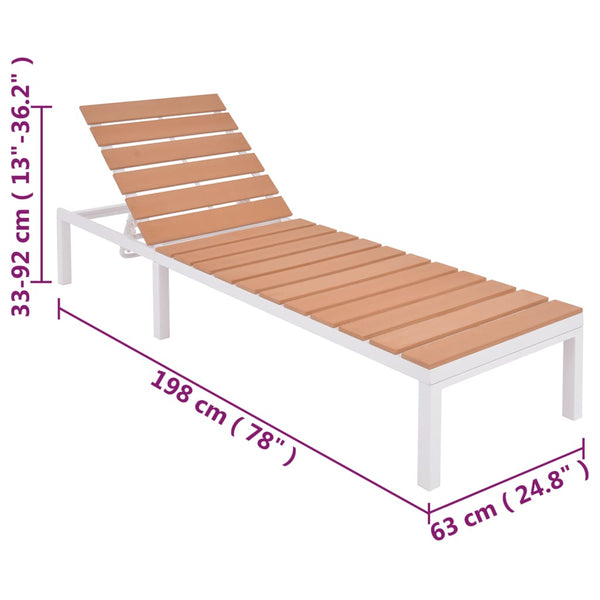 Sonnenliege mit Tisch aus Aluminium und WPC