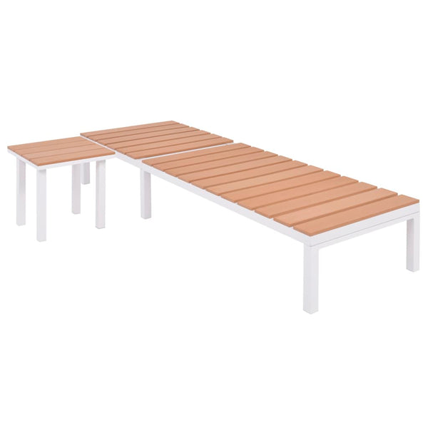 Sonnenliege mit Tisch aus Aluminium und WPC