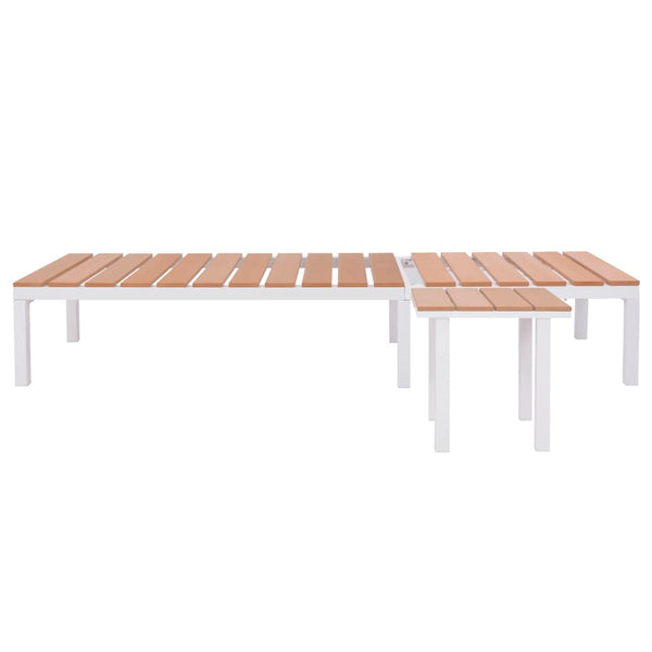 Sonnenliege mit Tisch aus Aluminium und WPC