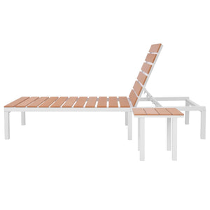 Sonnenliege mit Tisch aus Aluminium und WPC