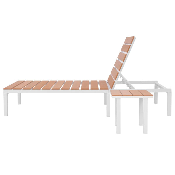 Sonnenliege mit Tisch aus Aluminium und WPC