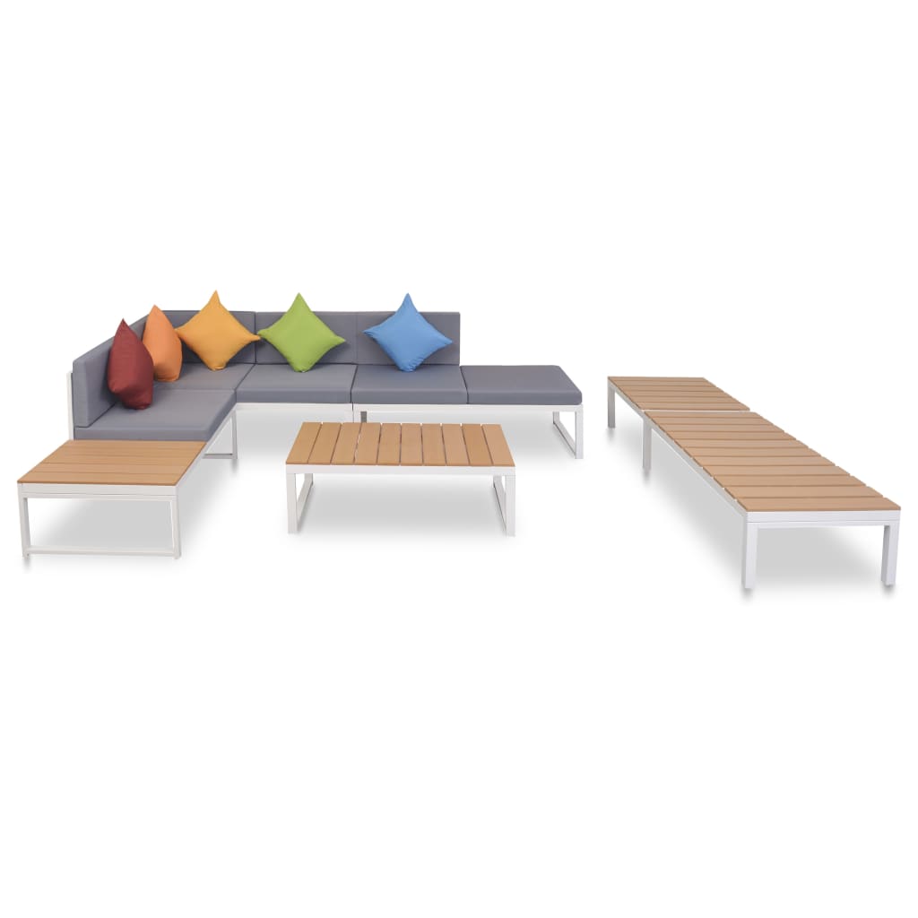 5-teiliges Garten Lounge Set mit Auflagen