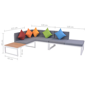 5-teiliges Garten Lounge Set mit Auflagen