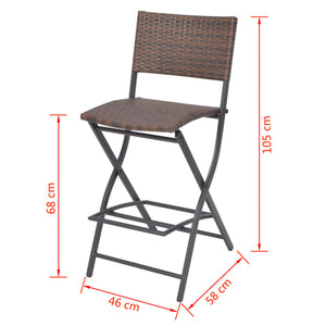7-tlg. Klappbare Garten Essgruppe aus Rattan