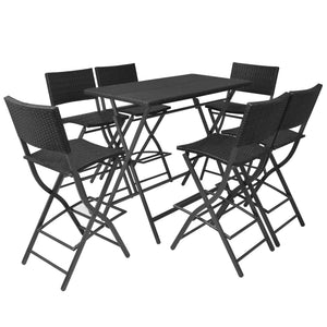 7-teilige Garten Essgruppe Klappbar Schwarz