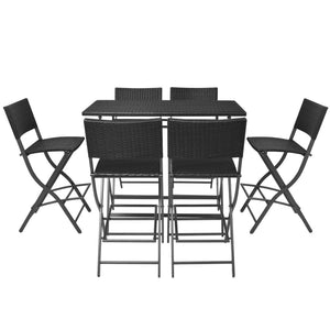 7-teilige Garten Essgruppe Klappbar Schwarz
