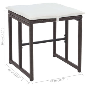 5-teilige Garten Essgruppe Braun Poly Rattan