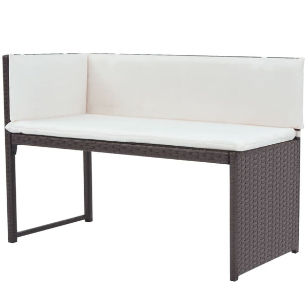 5-teilige Garten Essgruppe Braun Poly Rattan