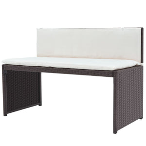 5-teilige Garten Essgruppe Braun Poly Rattan