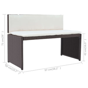 5-teilige Garten Essgruppe Braun Poly Rattan