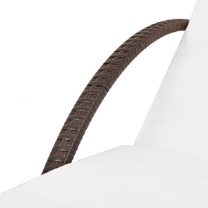Braune Poly Rattan Sonnenliege mit Tisch & Auflage