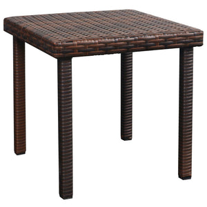 Braune Poly Rattan Sonnenliege mit Tisch & Auflage