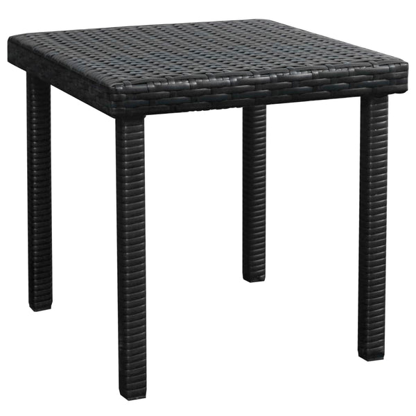 Schwarze Poly Rattan Sonnenliege mit Auflage & Tisch
