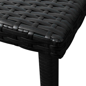 Schwarze Poly Rattan Sonnenliege mit Auflage & Tisch