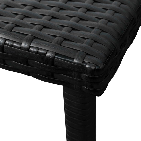 Schwarze Poly Rattan Sonnenliege mit Auflage & Tisch